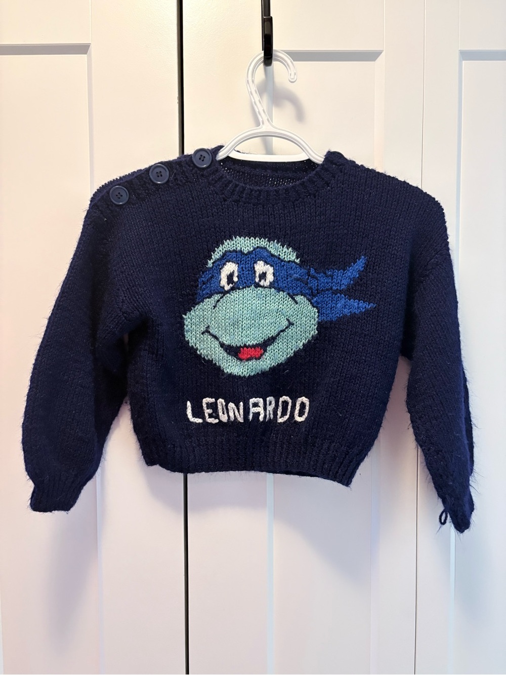 Kids Navy Leonardo Teenage Mutant Ninja Turtles Sweater hand knit bespoke